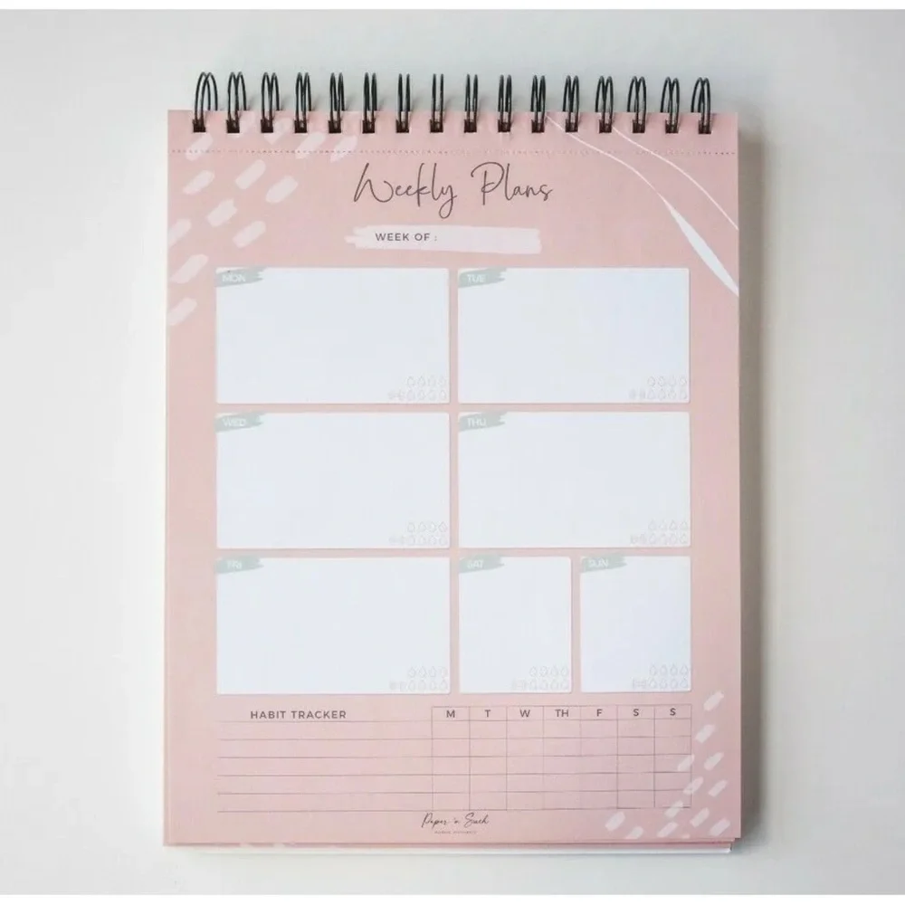 Weekly to do planner undated calendar notepad pink spiral to do list 52 weeks